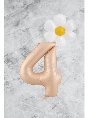 Bal10 Dünyası Kum Beji Rakam Papatya Folyo Balon Seti Yaş 4