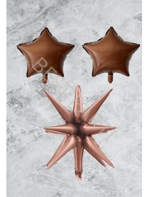 Rönesans Parti Kutup Yıldızı ve Yıldız Folyo Balon Seti Kahverengi
