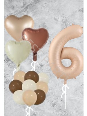 Rönesans Parti Kum Beji Kalp Rakam Folyo ve Latex Balon Seti Yaş 6