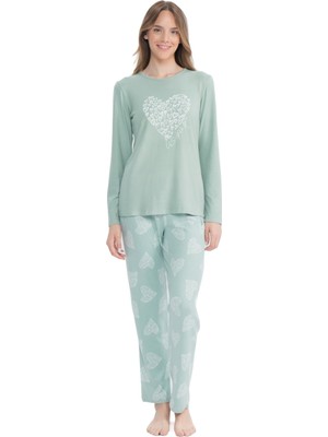 U.S. Polo Assn. Kadın Mint Yuvarlak Yaka Pijama Takımı