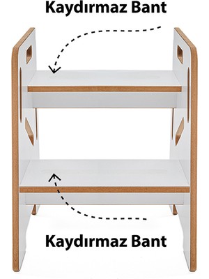Minera Çocuk  Yetişkin Montessori Ahşap Basamak Yükseltici Tabure