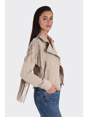 Elle Bej Deri Kadın Ceket