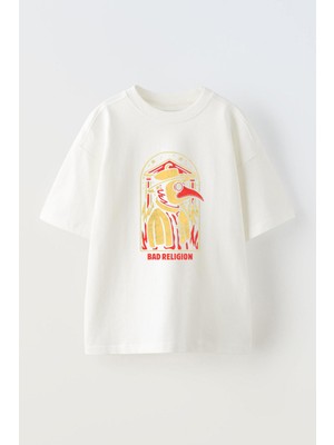 Youwinner Bad Relıgıon Tasarım Baskılı Pamuk Beyaz Oversize T-Shirt