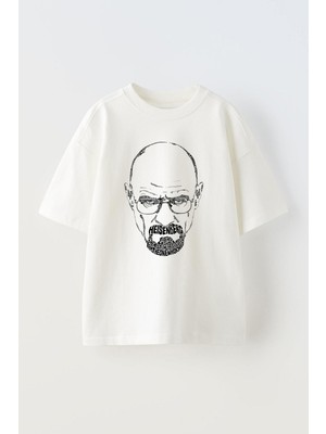 Youwinner Heısenberg Face Tasarım Baskılı Pamuk Beyaz Oversize T-Shirt