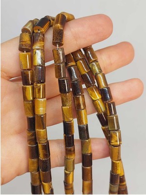 Yaşam Tohumu Bileklik Boy Kaplan Gözü Taşı Şekilli 5.5x7.5mm Yarım Dizi (49414) (18CM Uzunluğundadır)