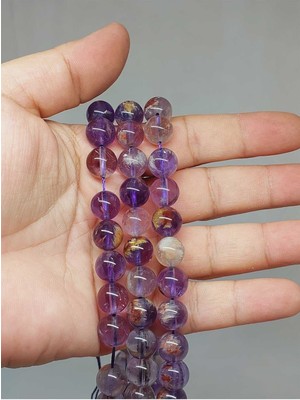 Yaşam Tohumu Bileklik Boy Ametrin Taşı Yarım Dizi 10MM (51354) (18CM Uzunluğundadır)