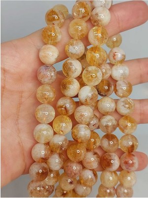 Yaşam Tohumu Bileklik Boy Sitrin Taşı Açık & Koyu Karışık Renk Yarım Dizi 10MM (18CM Uzunluğundadır)