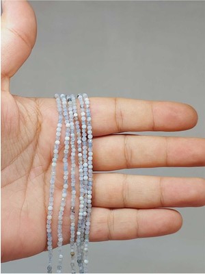 Yaşam Tohumu Bileklik Boy Akuamarin Taşı Dizi 2mm (51184) Yarım Dizi (17CM Uzunluğundadır)