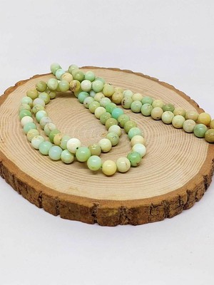 Yaşam Tohumu Çeyrek Dizi (9cm Uzunluğundadır!) Yeşil Alacalı Opal Taşı Çeyrek Dizi 8mm