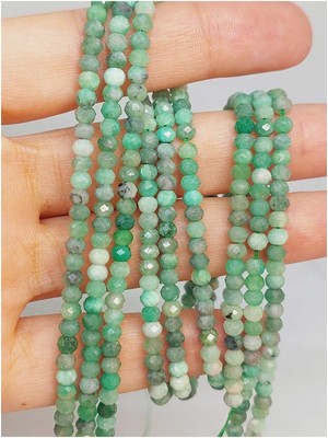 Yaşam Tohumu Bileklik Boy Zümrüt Taşı Rondela Faset Kesim Dizi 2.5*3.5mm (45914) Yarım Dizi (17CM Uzunluğundadır)
