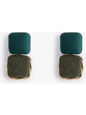 Koton Geometrik Şekilli Küpe Kumaş Kaplamalı