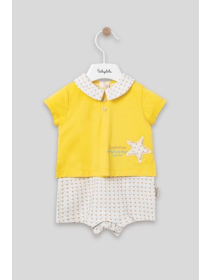 Babydola Yakalı Summer Baskılı Bebek Unisex Takım Görünümlü Tulum 13030