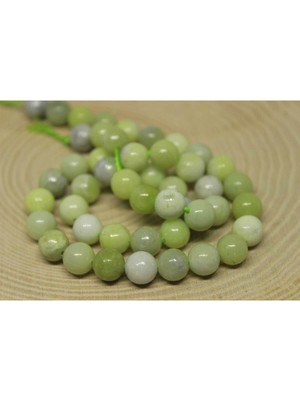 Yaşam Tohumu Çeyrek Dizi (9cm Uzunluğundadır!) Peridot (Zebercet) Taşı Yeşil-Beyaz Alacalı Çeyrek Dizi 8MM-23115