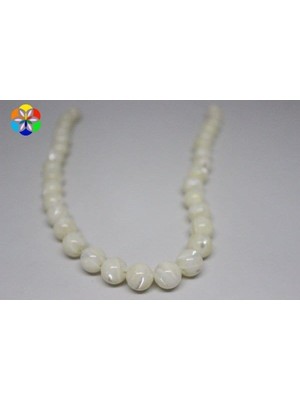 Yaşam Tohumu Bileklik Boy Sedef Taşı Yarım Dizi 12MM (Beyaz) (18CM Uzunluğundadır)