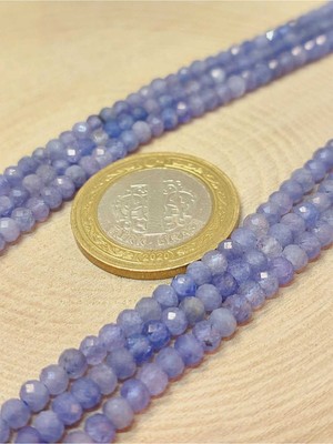 Yaşam Tohumu Bileklik Boy Tanzanit Taşı Rondela Faset Kesim Dizi 2.5*3.5mm Yarım Dizi (17CM Uzunluğundadır)