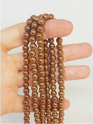 Yaşam Tohumu Bileklik Boy Hematit Taşı Yarım Dizi 6mm (48130) (18CM Uzunluğundadır)