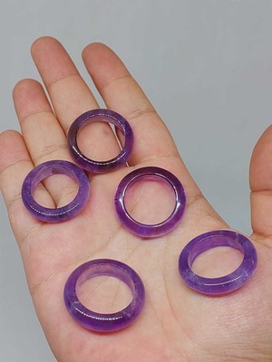 Yaşam Tohumu Ametist Taşı Yüzük 6mm Kalınlığında (Standart Ölçü) (51498)