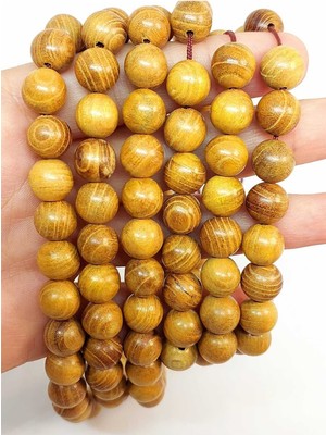 Yaşam Tohumu Bileklik Boy Ud Ağacı Ahşap Yarım Dizi 10MM (45274) (18CM Uzunluğundadır)