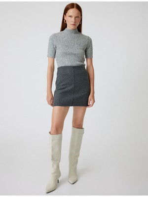 Koton Mini Kaşe Etek Yumuşak Dokulu Standart Bel