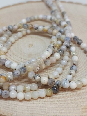 Yaşam Tohumu Bileklik Boy Beyaz Alacalı Opal Taşı Yarım Dizi 4mm (18CM Uzunluğundadır)