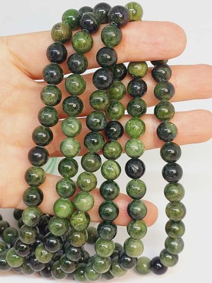 Yaşam Tohumu Bileklik Boy Diopsit Taşı Yarım Dizi 8mm (49246) (18CM Uzunluğundadır)