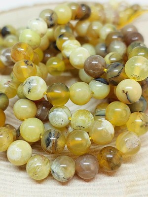 Yaşam Tohumu Çeyrek Dizi (9cm Uzunluğundadır!) Sarı Alacalı Opal Taşı Çeyrek Dizi 7-7.5mm Aralığı