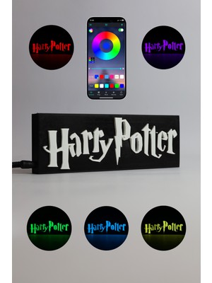 Domini Harry Potter - Rgb LED Işıklı 3 Boyutlu Tabela - 20CM x 7cm x 2cm (Bluetooth Kontrollü)