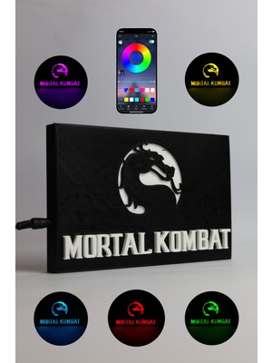 Domini Mortal Kombat - Rgb LED Işıklı 3 Boyutlu Tabela - 20CM x 13CM x 2cm (Bluetooth Kontrollü)