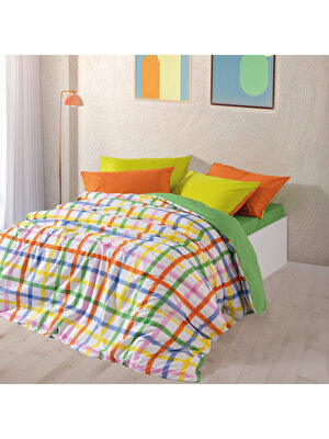 Cozy Home Popping Colors Çift Kişilik Lastikli Çarşaflı Nevresim Takımı Hype Yeşil