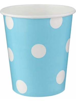 Parti Adresi Karton Bardak 8'Li Mavi Puantiyeli