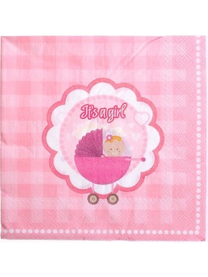 Parti Adresi Kız Bebek Baby Shower Konsept Kağıt Peçete 20'li