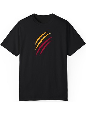 Young Fit Aslan Pençesi Baskılı Pamuklu Beyaz Unisex Oversize Tişört