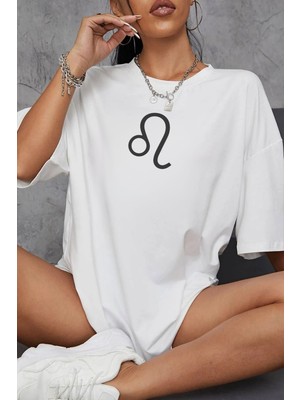 Young Fit Aslan Burcu Simgeli Baskılı Pamuklu Unisex Oversize Tişört