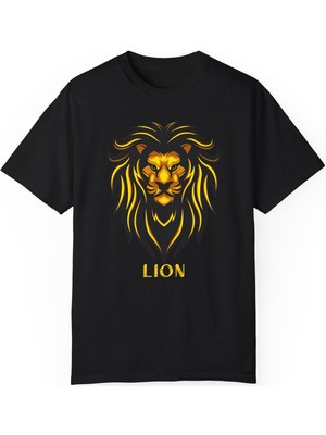 Young Fit Aslan Kafası Baskılı Unisex Oversize Pamuklu Tişört