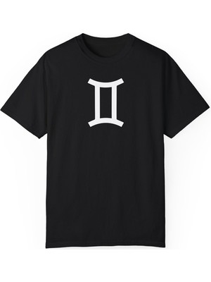 Young Fit Ikizler Burcu Simgeli Baskılı Pamuklu Unisex Oversize Tişört