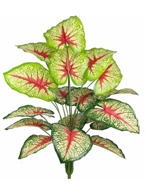 Nettenevime Yapay Çiçek Demet Tropik Kızıl Caladium 18 Dal 70 Cm Salon Çiçeği Yapay Bitki