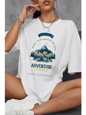 Young Fit Manzara Baskılı Unisex Oversize Tişört