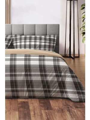 Amor Home Çift Kişilik Pamuk Saten Nevresim Takımı Tartan ( Çarşafsız )