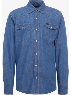 Lee L241513XT Orta Mavi Erkek Denim Normal Kesim  Pamuk Lüx Kot Gömlek