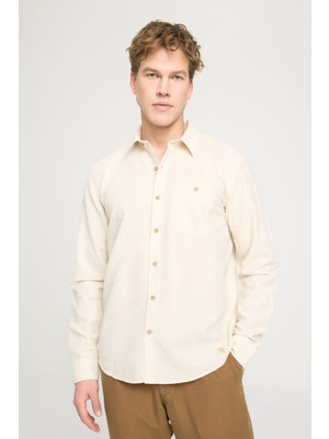Wrangler W241245614 Bej Erkek Relax Fit Normal Kesim %100 Pamuk Gömlek