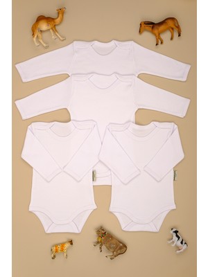 Bebe Tospik Pamuklu Uzun Kol 4/'lü Paket Çıt Çıt Body Zıbın