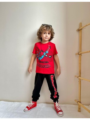 Sacro Kids Spiderman Baskılı Altı Uzun T-Shirt Erkek Çocuk Takım