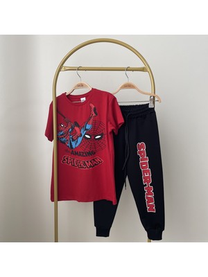 Sacro Kids Spiderman Baskılı Altı Uzun T-Shirt Erkek Çocuk Takım