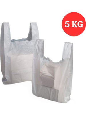 Kalbi Ticaret Kalın Kırık Beyaz Poşet Büyük Boy 5 kg Hışır Atlet Poşet Market Manav Poşeti