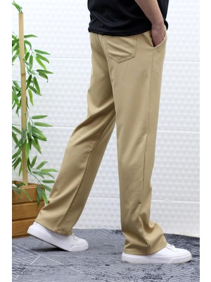 Wafrazon Erkek Yazlık Kumaş Baggy Beli Lastikli Pantolon