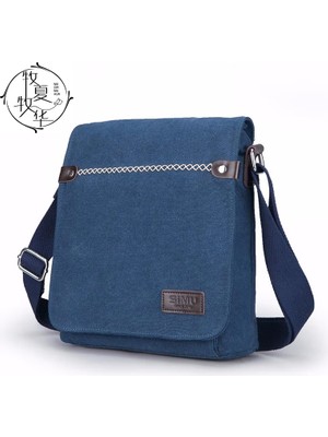 Tushuangjue Derin Mavi Çok Fonksiyonlu Erkek Omuz Çantası Moda Rahat Dikey Crossbody Çanta Iş Işe Gidiş (Yurt Dışından)