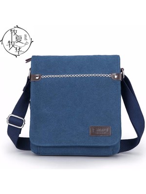 Tushuangjue Derin Mavi Çok Fonksiyonlu Erkek Omuz Çantası Moda Rahat Dikey Crossbody Çanta Iş Işe Gidiş (Yurt Dışından)