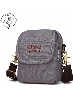 Tushuangjue Açık Gri Moda Bir Omuz Çantası Dikey Versiyonu Erkek Basit Crossbody Çanta Düz Renk Iş (Yurt Dışından)