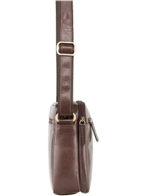 Tushuangjue Bej Özel Koyu Kahverengi Çanta Erkekler Için Crossbody Telefonu Çanta Deri Messenger Vintage Çılgın At Deri Sling Çapraz Vücut Çanta (Yurt Dışından)