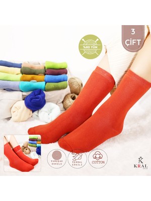 Kral Socks Thermo Özellikli 2x Korumalı  Kadın Termal Renkli Kışlık Yün Havlu Çorap